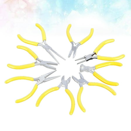 GOOHOCHY 8 Pcs Needle Nose Pliers Tool Pliers with Teeth M Yellow