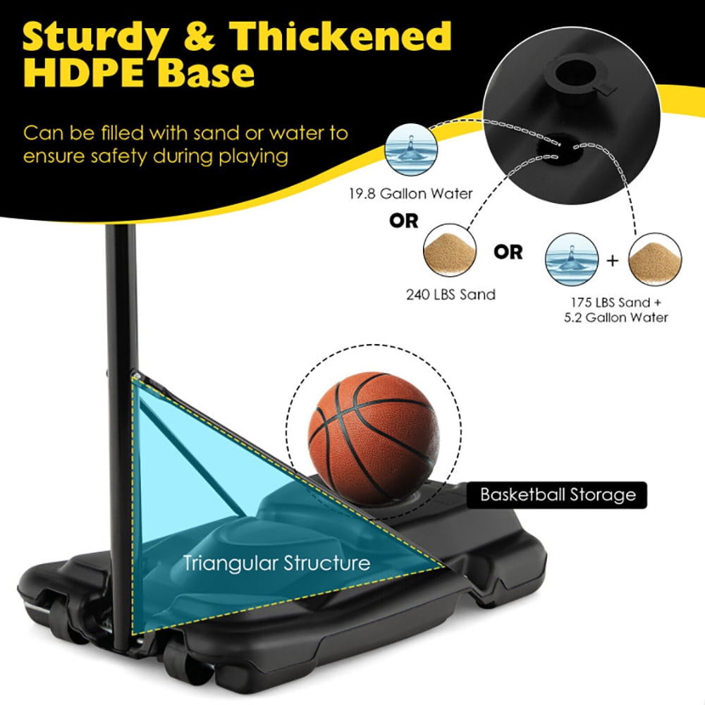 Spaco Basketball Hoop, Basketball Hoop Stand,4.25-10 Feet Portable Adjustable Basketball Goal Hoop System