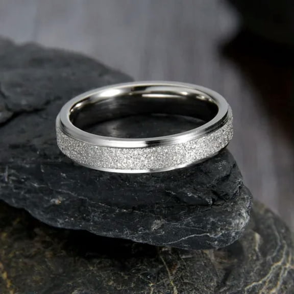 EOEMY 4mm Rose Gold/Silver Frosted Band Men Women Stainless Steel Wedding Ring Sz 5-10