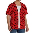 thumbnail image 2 of KLL Ladybug Dotted Print Men's Shirt Short Sleeve Button Down Summer Cuba Beach Shirts- XX-Large, 2 of 5