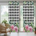 thumbnail image 5 of Outdoor Curtains for Patio Waterproof, Spring Pink Roses Outdoor Privacy Panels Grommet, Pastoral Eucalyptus Black White Plaid Blackout Outside Curtains for Porch/Cabana 54"x95", 2 Panels, 5 of 8