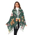 thumbnail image 3 of FORMRS Womens Scarf Winter Soft Long Big Warm Shawls Wrap Tassel Scarves, Green Christmas Gingerbread, 3 of 9