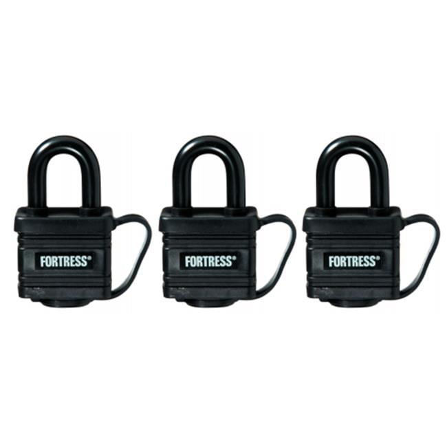 Master Lock 1804TRI Fortress Series Covered Laminated Weatherproof Padlocks 1-9/16-Inch Pack of 3 