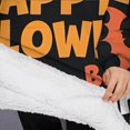 thumbnail image 3 of Oversized Wearable Blanket Hoodie,Halloween Festive Text Pattern Sherpa Blanket Hoodie with Super Pockets,Super Warm Fuzzy Pullover for Women & Men, 3 of 6
