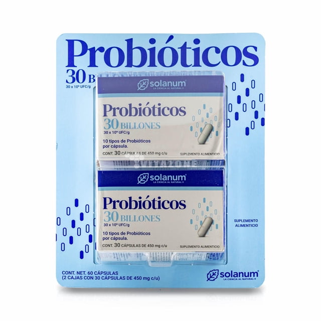 Probióticos 30 Billones 60 Cápsulas Twopack Solanum Solanum SOLANUMPROBIOTICOS2PACK