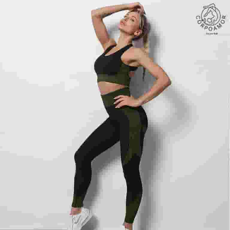 CORPOAMOR Women's Ribbed Seamless Fitness Clothing, Gym CORPOAMOR Women's Ribbed Seamless Fitness Clothing, Gym