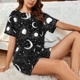 thumbnail image 6 of Bixox Women's Crescent and Stars Printed Pajama Set 2 Piece Lounge Set Top and Shorts Soft Pajamas, Shorts with Pockets, 6 of 7