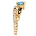 thumbnail image 2 of JackAni 10k Yellow Gold Simulated Aquamarine March Birthstone Gorgeous 2026 Graduation Ring - Size 5.75, 2 of 5