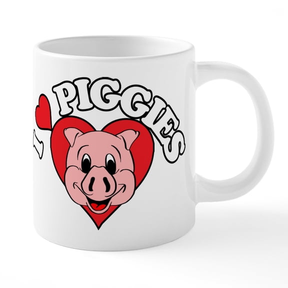 CafePress - I Heart Piggies - 20 Oz White Ceramic Mega Mug