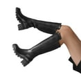 thumbnail image 5 of Womens knee high boots with platform sole round toe and stretch upper for a comfortable fit, 5 of 7