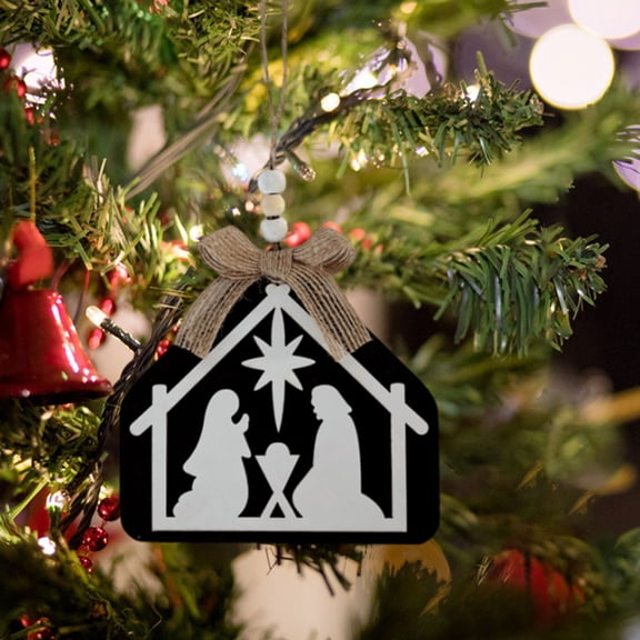 HOMBOTI Christmas Ornaments Clearance Nativity Scene Religious Wooden Layered Crafts Hanging Decorations Christmas Tree Decoration Hangings