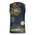 thumbnail image 4 of Penkiiy Mens 3D Fireworks Print Tank Top Novelty Graphic Breathable Sleeveless Flame Print Beach Shirt L Dark Blue, 4 of 4