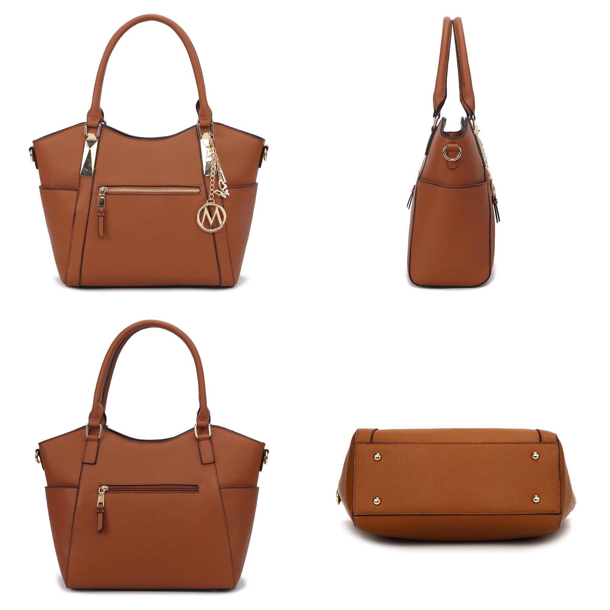 MKF Collection Janise Women's Tote Bag,Solid Shoulder Bag Handbag Purse by Mia K - Cognac