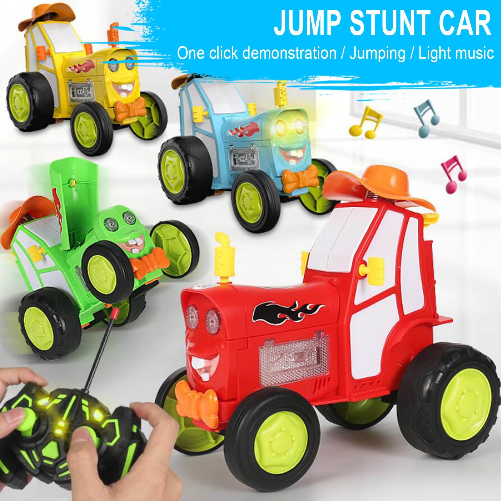 RC Stunt Car,360° Flip Dancing Remote Control Toy With LED Lights And Music,Rechargeable 800mAh Battery For 60+ Minutes Playtime,Safe ABS Plastic Construction For Youngsters Age 6-12(Green)
