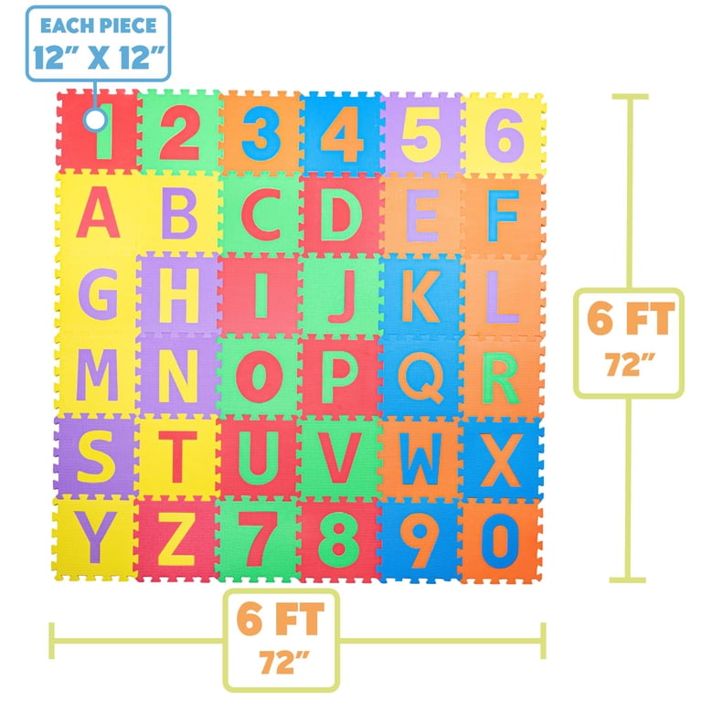 Non-Toxic ABC Foam Mat, 36 Tiles (12