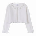 thumbnail image 5 of Girls Cardigan Sweater Cardigan Long Sleeve Bolero Shrug Kids Long Sleeve Cropped Open Front Button Cover Up Cropped Tops for Girls for Toddlers & Kids, 5 of 5