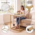 thumbnail image 6 of C Shaped End Table, Vintage Side Table for Couch, Laptop, Coffee, Snack, Sofa Side End Table C Shape for Living Room, 27"(H) x 19.7"(W) x 12.6"(D), Marble, 6 of 14
