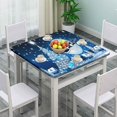 thumbnail image 2 of Elastic Edge Fitted Tablecloth, Christmas Snow Winter Pattern Printed on Elastic Polyester Table Cover, for Outdoor Picnic Camping and Indoor Kitchen Dining Party, Fit for 32" x 32"square table, 2 of 4