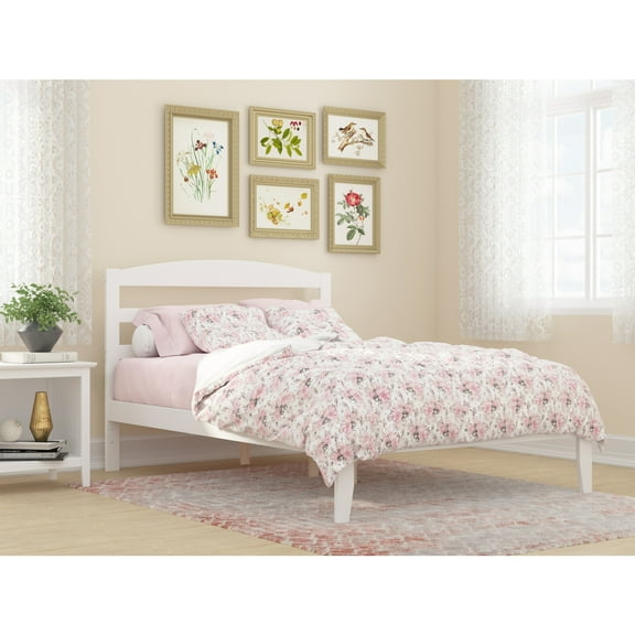 AFI Warren Solid Wood Full Platform Bed with USB Charging Station in White
