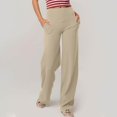 thumbnail image 5 of Women's High Waisted Yoga Pants Fashion Solid Color Casual Sweatpants Trousers Beige M, 5 of 7