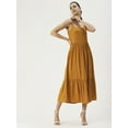 thumbnail image 2 of DressBerry Women’s Solid Viscose Rayon Dress Square Neck Sleeveless Calf Length Regular Wear Light Weighted Casual Summer Long Dress, 2 of 7