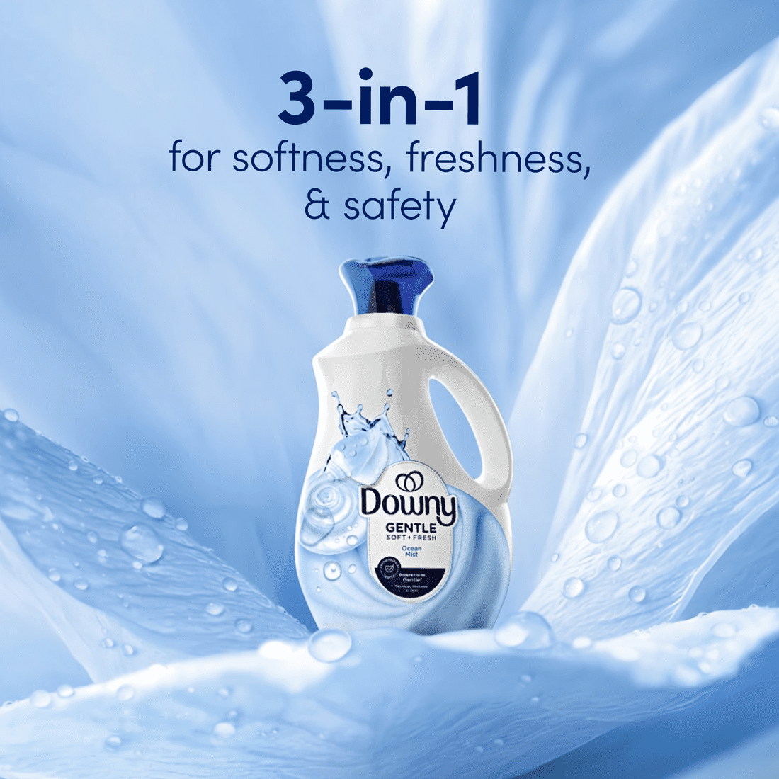 Downy GENTLE SOFT + FRESH Liquid Super Compact Ocean Mist, 56 fl oz, 83 loads