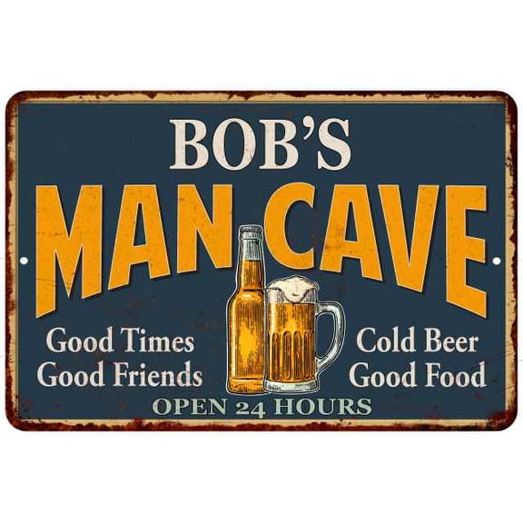 BOB'S Man Cave Metal Sign Green Gift 8x12 108120012269