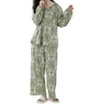 thumbnail image 2 of YHAJDS Plus Size Pajama Set for Women Pullover Round Neck Graphic Print Top Lounge Wear Home Outfit, 2 of 5