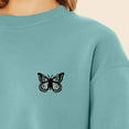 thumbnail image 5 of Dalix Butterfly Embroidered Fleece Relaxed Boxy Fit Long Sleeve Crewneck Sweatshirt Womens in Arctic Blue S Small, 5 of 5
