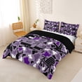 thumbnail image 2 of Catabedysis Camo Camping Bedding For Girls,Wildlife Camper Pattern Duvet Cover Full,Purple Black,Black Reversible,3-Piece,1 Duvet Cover and 2 Pillowcases, 2 of 6