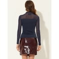 thumbnail image 4 of INSPIRE CHIC Camiseta de manga larga con panel transparente de malla delgada para mujer Armada XL, 4 of 5