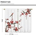 thumbnail image 2 of Red Floral Cherry Kitchen Curtains Flower Small Short Cafe Window Curtains Blossom Asian Japanese Plum Aesthetic Rod Pocket Bathroom Window Drapes Treatment Tier Curtains (27.5x39 Inch), 2 of 5