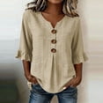 thumbnail image 2 of Ashirexll Womens Casual Tops Fashion Summer 3/4 Sleeve V-Neck Blouse Top Casual Blouses for Everyday Wear, 2 of 7