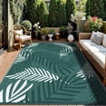 thumbnail image 4 of Kohree Outdoor Rug 9'x12' Reversible Waterproof Plastic Straw Rugs with Corner Loops Indoor Outdoor Patio Mat for RV Camping Deck Boho Porch Balcony, Palm Leaves Green, 4 of 11