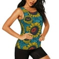 thumbnail image 2 of Xecao Sunflowers print women's scoop neck, loose-fit workout tank tops for the gym., 2 of 9