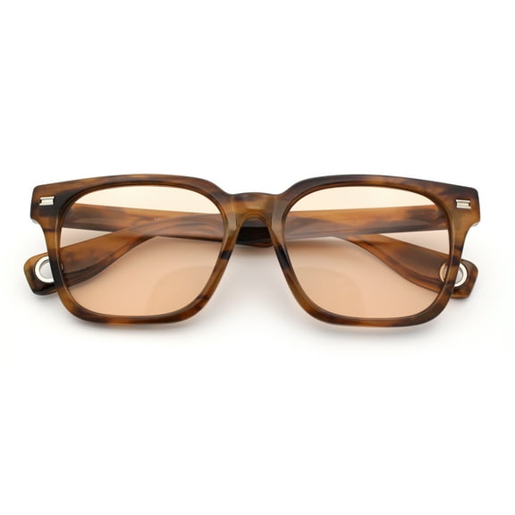 Gentlemanly Retro Fashion Vintage Vibe Horn Rim Rectangle Plastic Sunglasses Tortoise - Beige