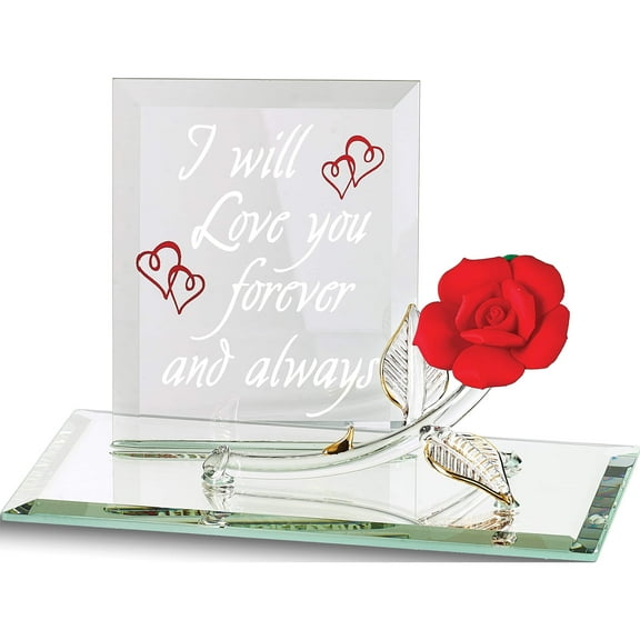 Fashion Forever Red Rose Glass Figurine (4.5 X 2.5) Made In China gp6033