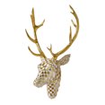 thumbnail image 4 of Modern Geometric Deer Head Wall Decor with Golden Antlers, Black White Checkered Resin Deer Skull Wall Mount, Artistic Home Decor for Living Room, Bedroom, Office Interior Styling, 4 of 6