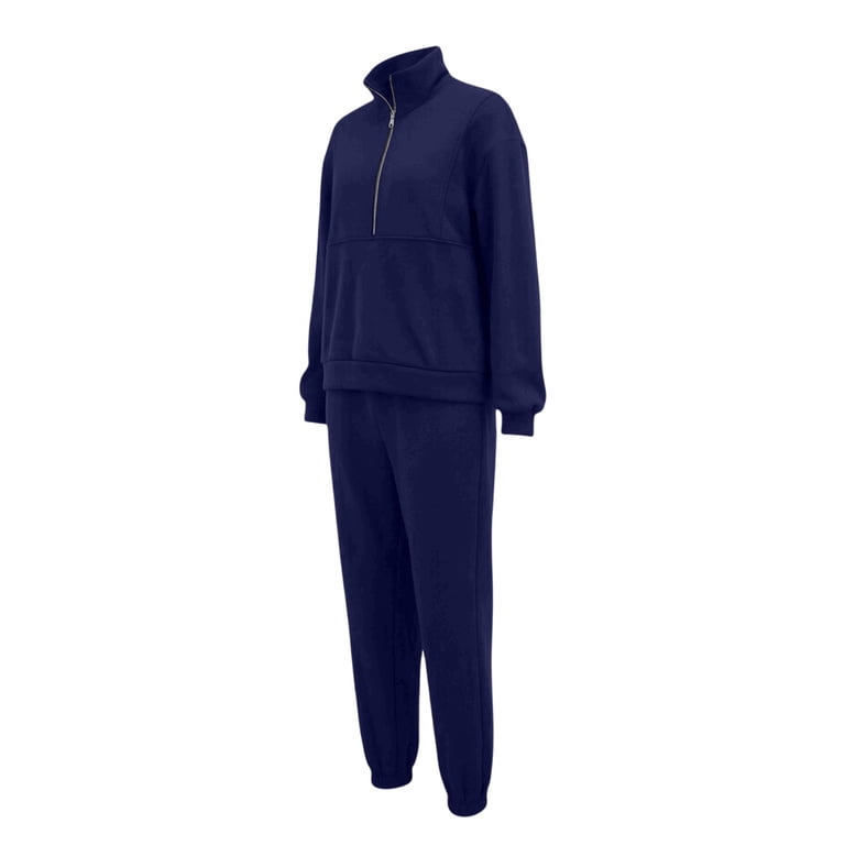 Lepsheexh Women's 2 Piece Outfits Women Casual Lapel Half Zip