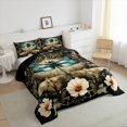thumbnail image 3 of Castle Fairy Blue Dragonfly Moth Full Size Comforter Sets,Chic Floral Daisy Bedding Sets, 3 of 8