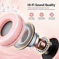 thumbnail image 5 of QINIUXO 2 Pack Kids Bluetooth Headphones with Bunny Ears, Volume Limited Wireless Headphones with Microphone for Girls & Boys, Foldable Over-Ear Headset for School, Tablet, Phone & PC (Pink/Black), 5 of 7