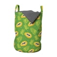 thumbnail image 1 of Exotic Laundry Bag, Summer Pattern Along Papaya and Palm Branches Exotica Flourishing Nature Beach, Basket with Handles Drawstring Closure for Laundromats, 13" x 19", Green Marigold, by Ambesonne, 1 of 4