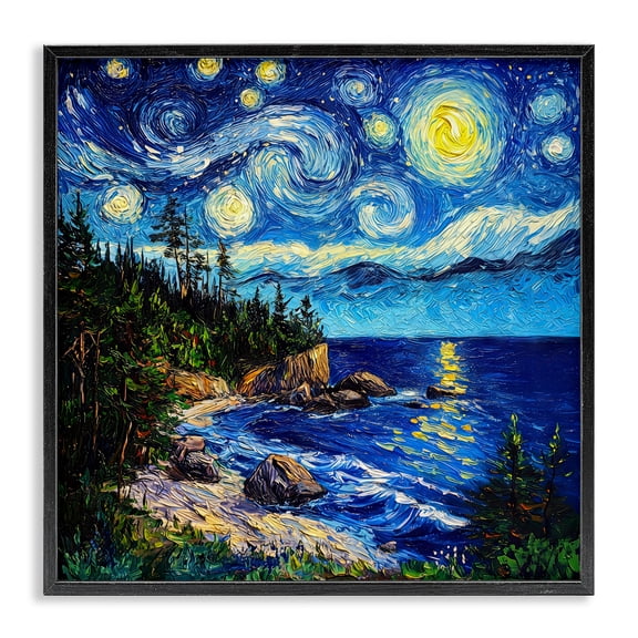 Stupell Industries Traditional Acadia National Park Post Impressionist Black Framed Giclee Art, 12 x 12, by Wumples