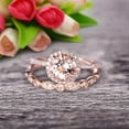 thumbnail image 5 of 1.75 carat Round Cut Morganite Wedding Set Bridal Ring 10k Rose Gold with Art Deco Eternity Matching Band Stacking Ring Halo, 5 of 6