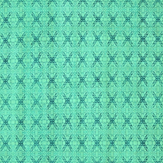 Ahgly Company Indoor Square Abstract Turquoise Blue Modern Area Rugs, 3' Square