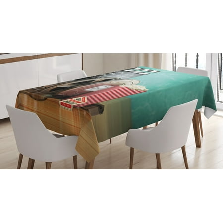 Film Reel Decoration Movie Theater Tablecloth, Production Theme 3D Film Reels Clapperboard Tickets Popcorn and Megaphone, Rectangular Table Cover for Dining Room Kitchen, 60 X 90 Inches, Multicolor, by Ambesonne ()