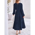 thumbnail image 4 of Blue Long Sleeve Tiered Maxi Dress With Floral Print, 4 of 28