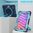 thumbnail image 4 of iPad Mini 6 Case 6th Generation 360°Rotatable Stand with Shoulder Strap Handle Pencil Holder Heavy Duty Shockproof Silicone Protective Case for iPad mini6 2021, 4 of 9