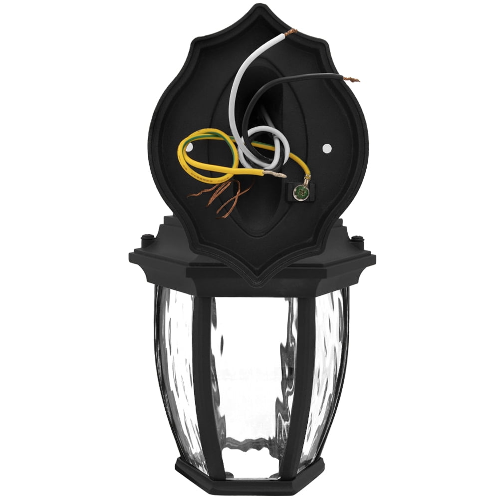 Luvoni LED Smart WiFi Outdoor Wall Light, Black w/ Clear Water Glass, App Controlled Porch Lantern, 850 Lumens, CCT 2700K - 6500K, Dimmable, Works with Google Home/Alexa, by Maxxima