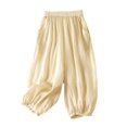 thumbnail image 5 of Endives Women's Linen Pant Fashion Solid Color High Waist Elastic Casual Pants Wide Leg Pants Beach Vacation Outfits for Women, 5 of 6